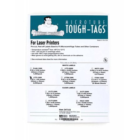 DIVERSIFIED BIOTECH Tough-Tags, Microscope Slide Labels, 1x1, White, 2000/pk, 2000PK 247143